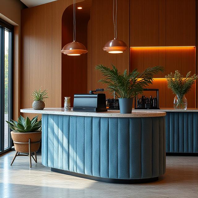 Luxury lounge area and coffee bar in modern office